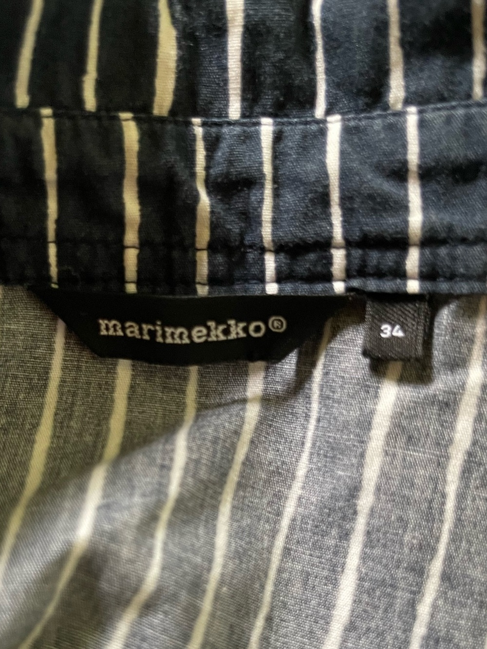 Marimekko Navy Blue Striped Kassandra Shirt Dress Size 34 US Size 4 - Picture 4 of 6